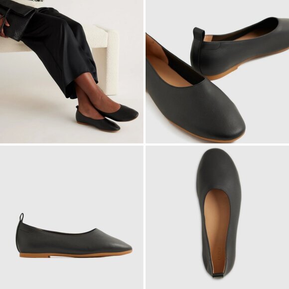 Quince Italian Leather Glove Ballet Flats Size 7.5 Blck Nappa Leather New in Box - Picture 3 of 15